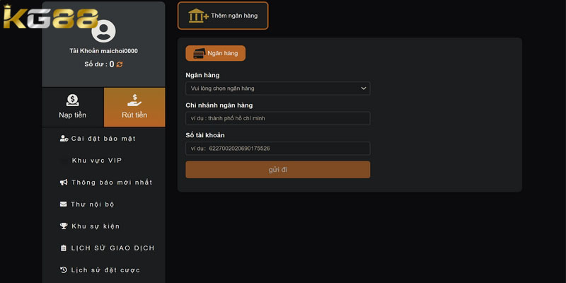 Chuyển khoản ngân hàng là phương thức nạp tiền KG88 được nhiều người áp dụng